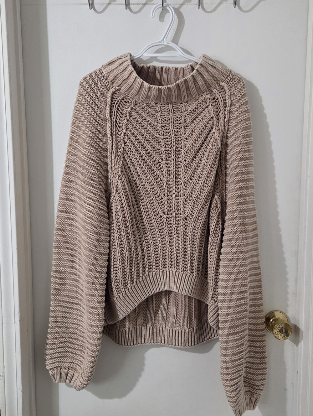 Free People Sweetheart Cable-Knit Sweater - Beige